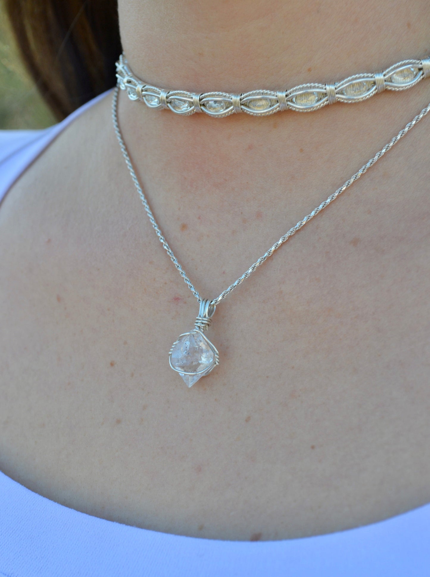 Herkimer Diamond Point Necklace ~ Bridesmaid Gifts