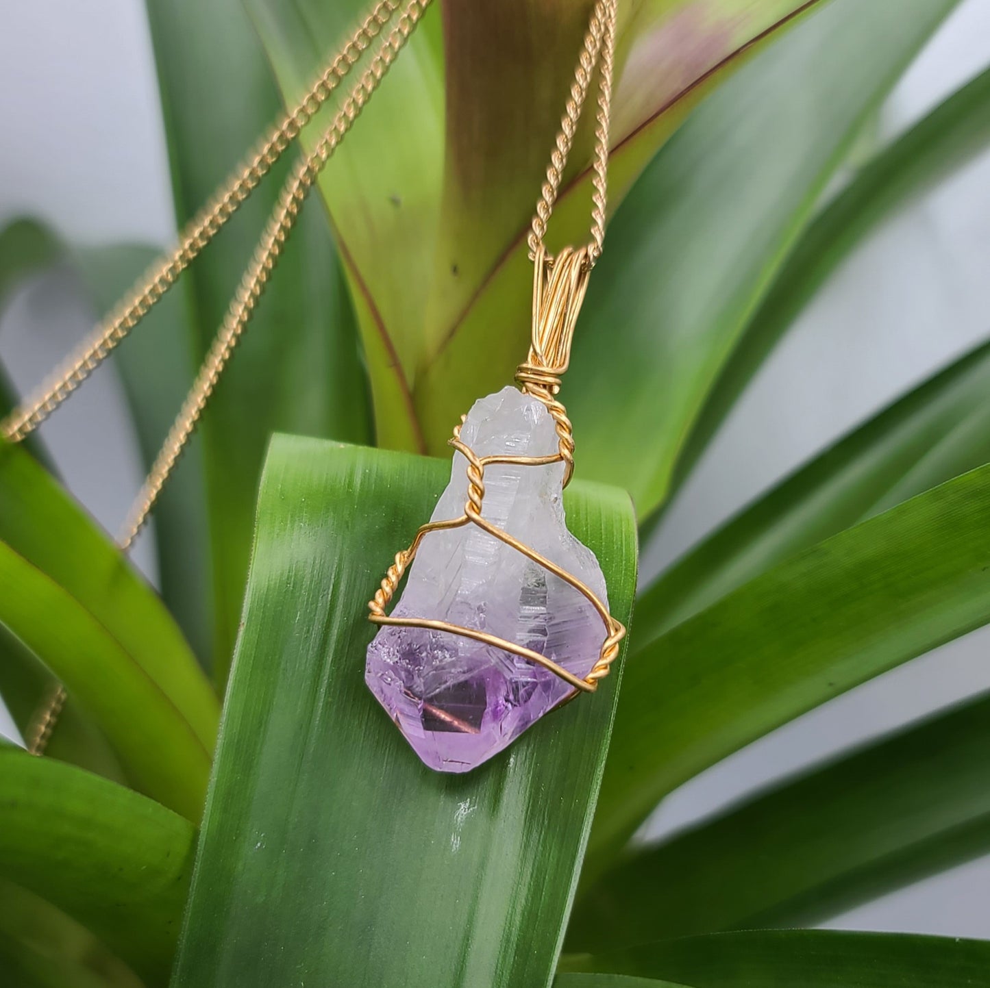 Amethyst Gold Crystal Necklace
