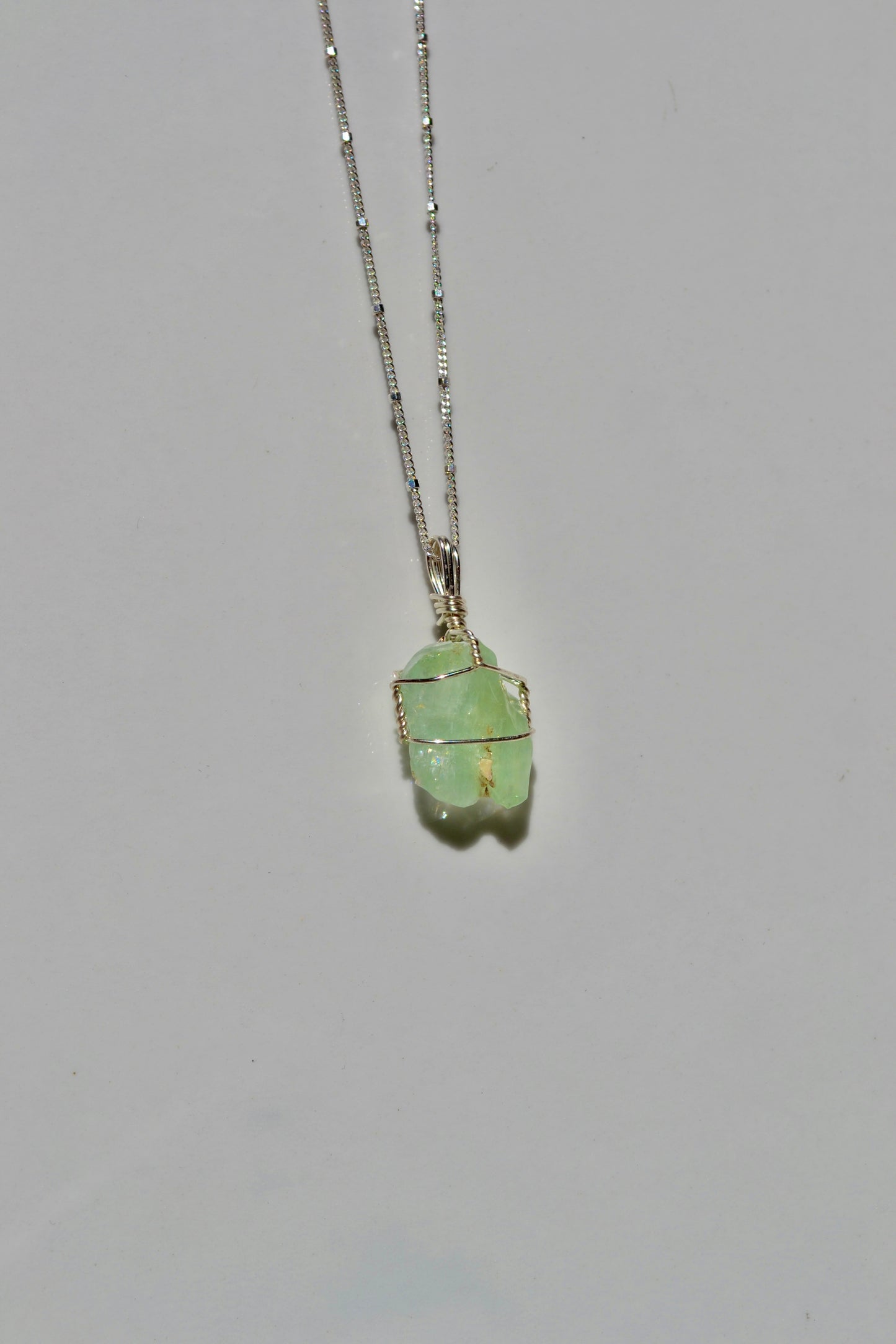 Green Calcite Crystal Necklace Mini