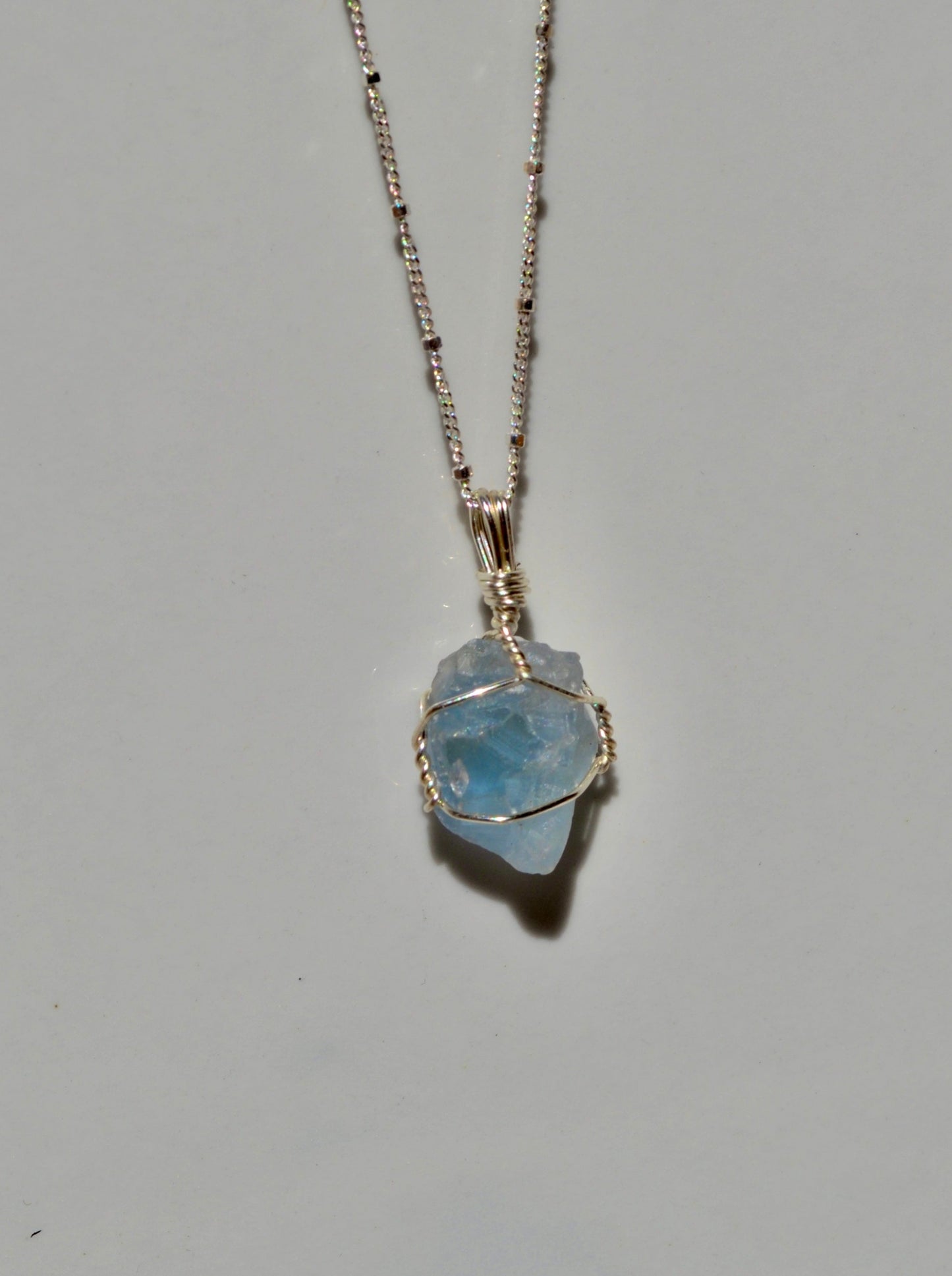 Blue Calcite Crystal Necklace Mini
