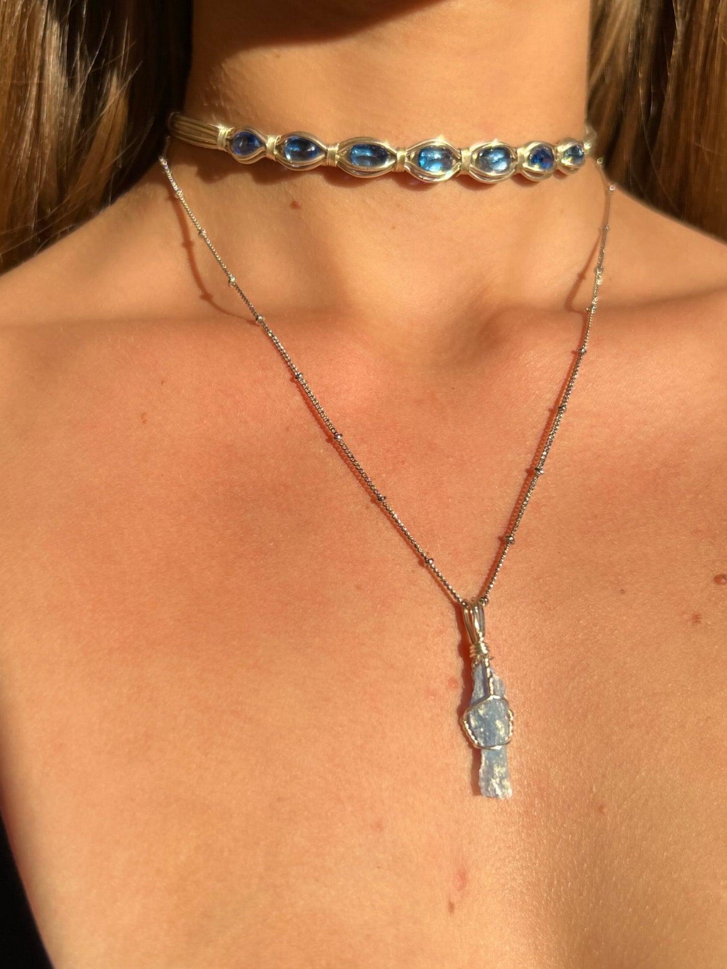 Blue Kyanite Crystal Necklace Mini