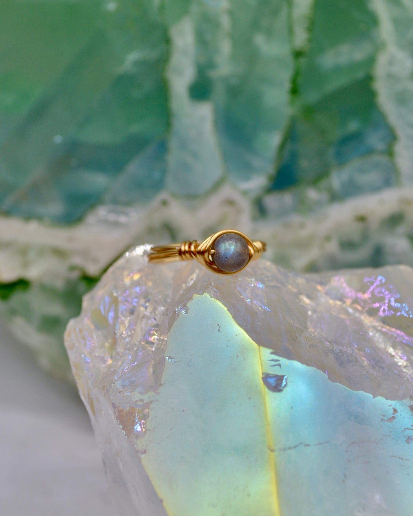 Labradorite Minimalist Ring Gold