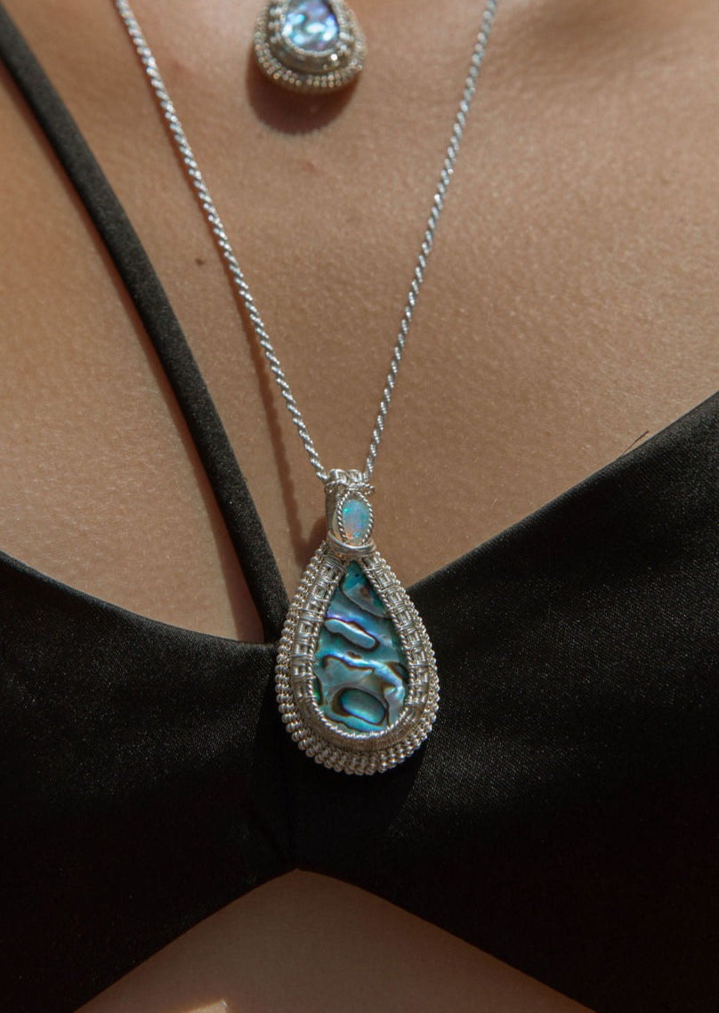 Abalone & Opal Pendant ~ Sterling Silver
