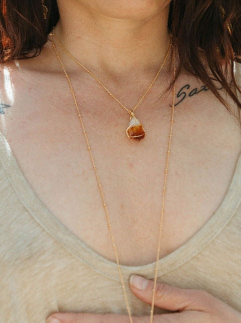 Citrine Point Crystal Necklace Mini