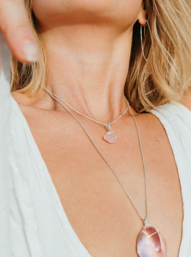 Rose Quartz Necklace ~ Bridesmaid Gifts
