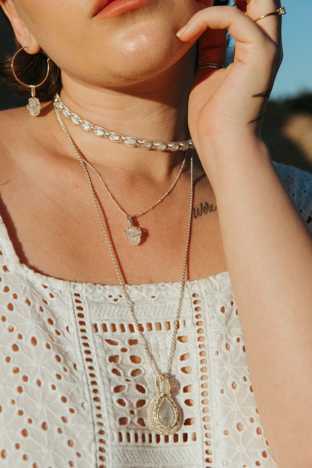 Moonstone Crystal Necklace Mini