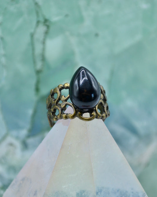 Black Onyx Adjustable Ring