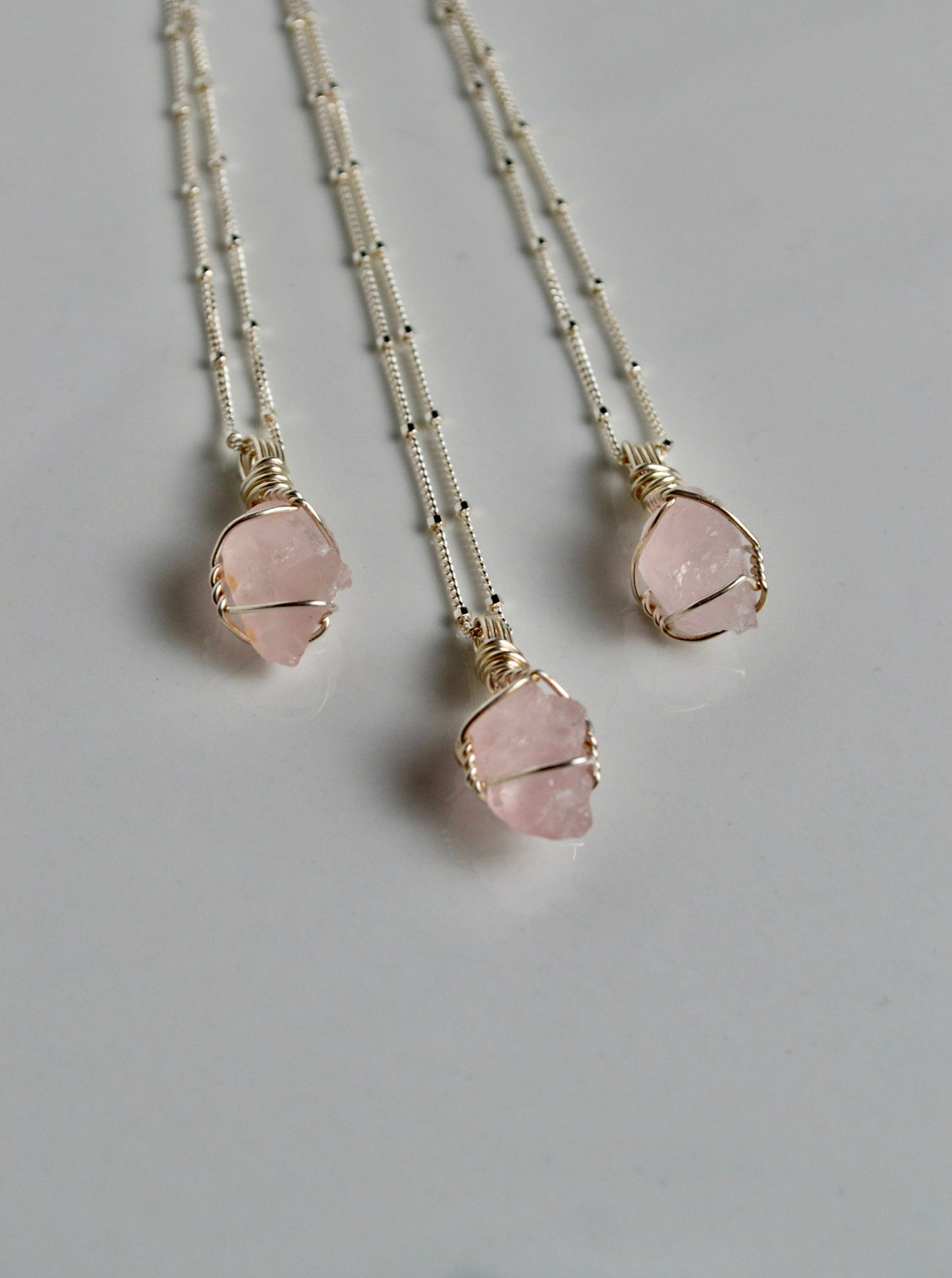 Rose Quartz Necklace ~ Bridesmaid Gifts