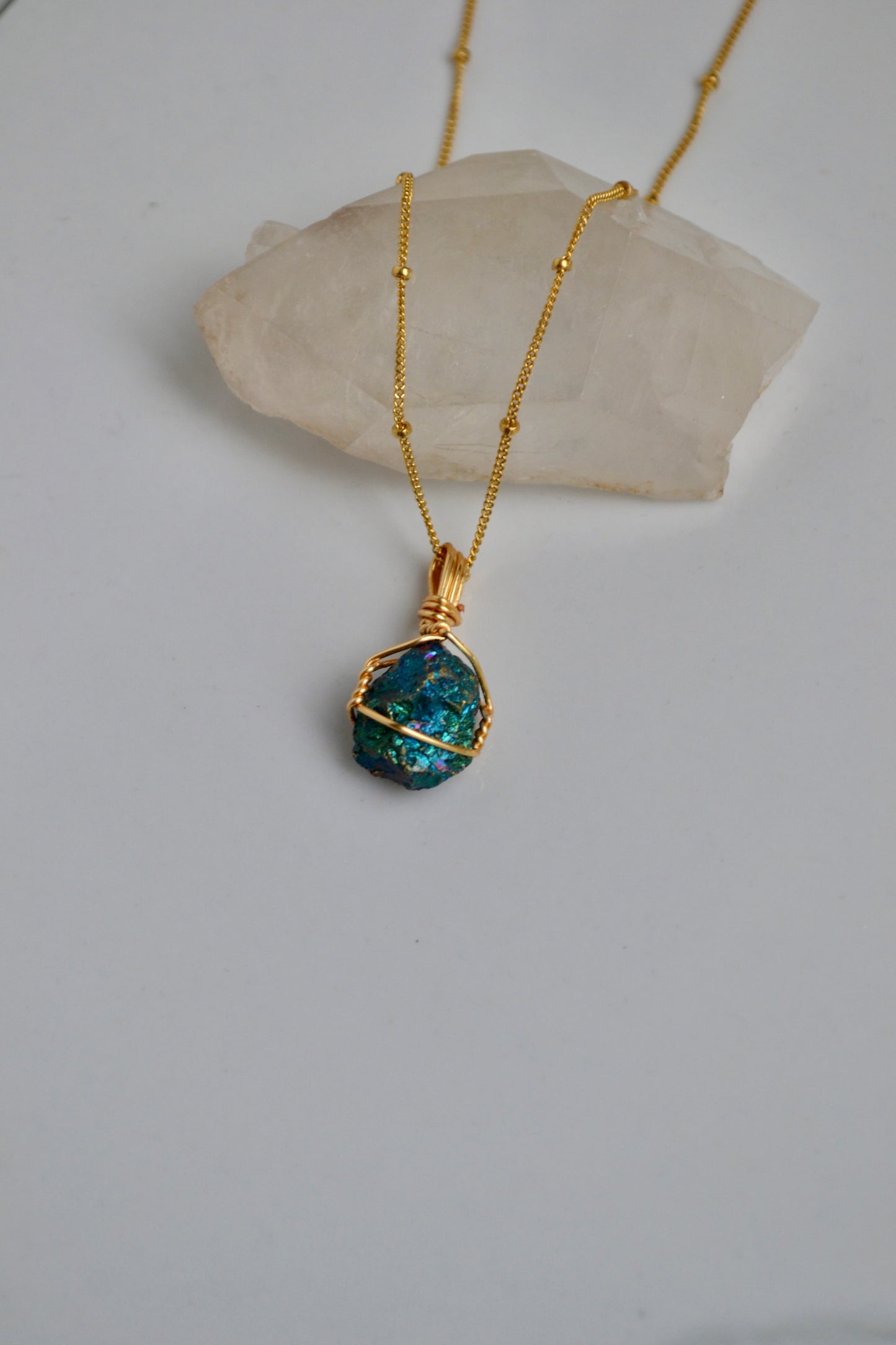 Chalcopyrite Crystal Necklace Mini