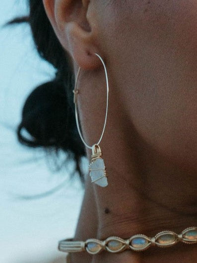 Moonstone Hoop Earrings | Gold