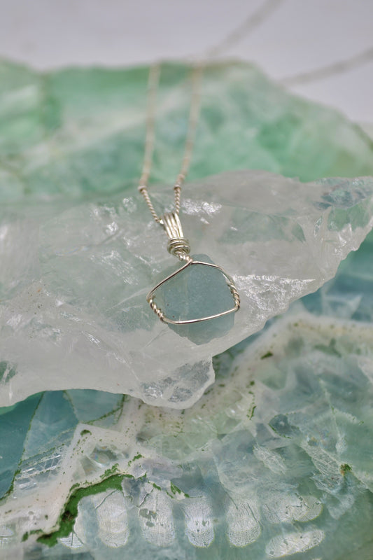 Aquamarine Crystal Necklace Mini