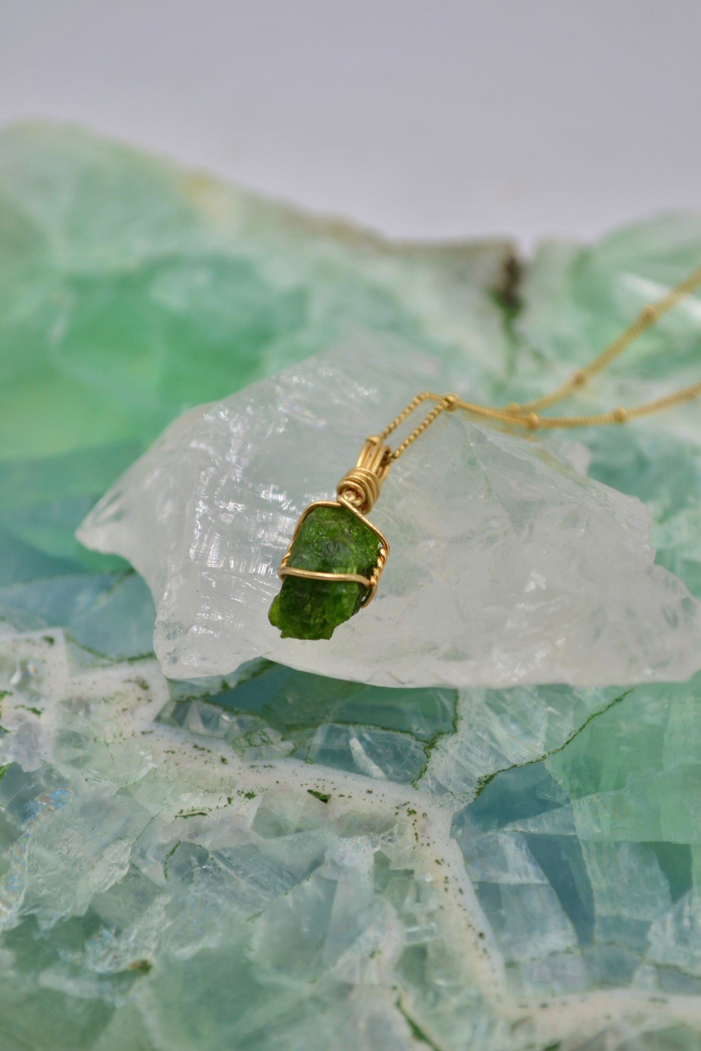 Chrome Diopside Mini Crystal Necklace