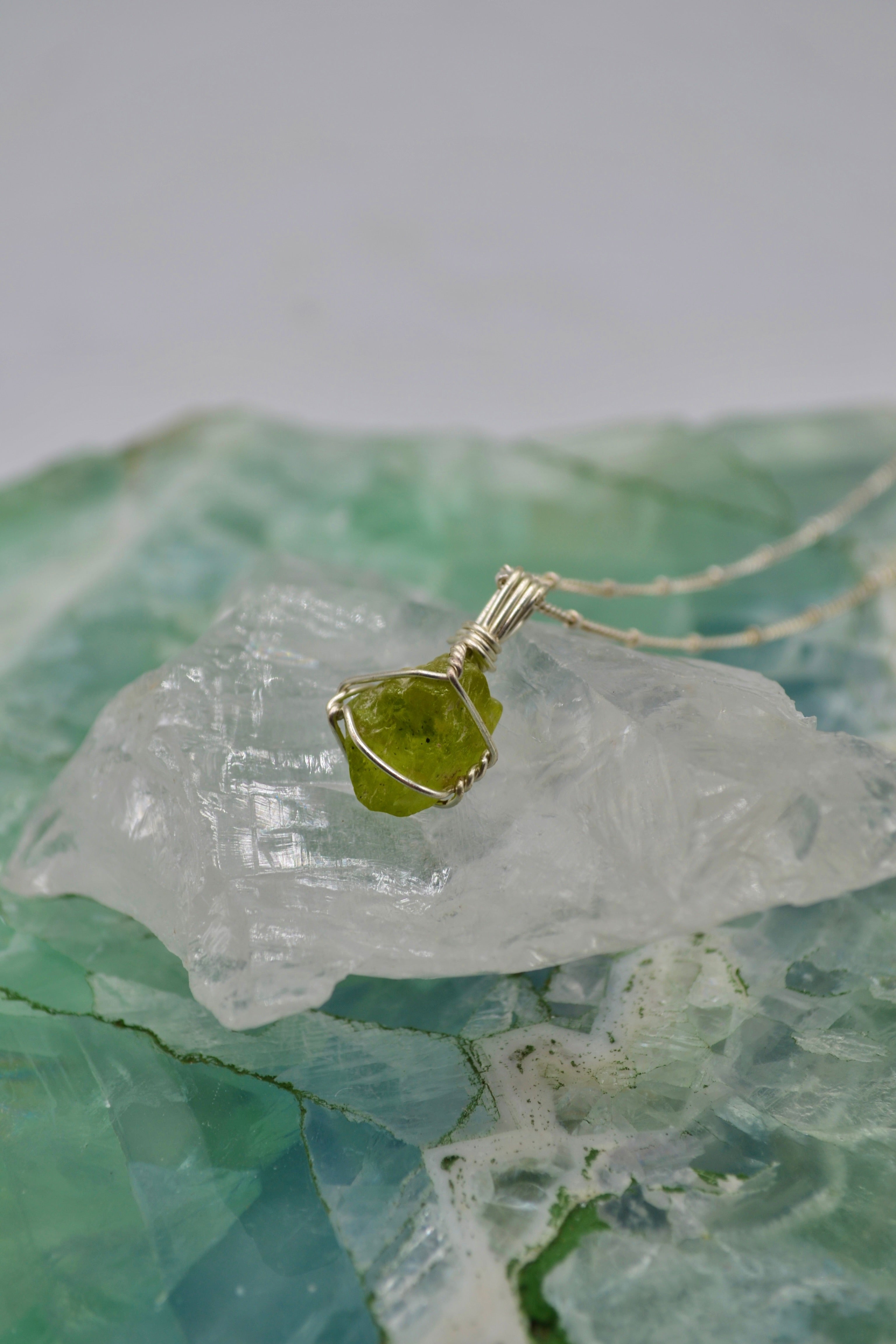 For Sale: Raw Peridot Necklace - August Birthstone Necklace -...