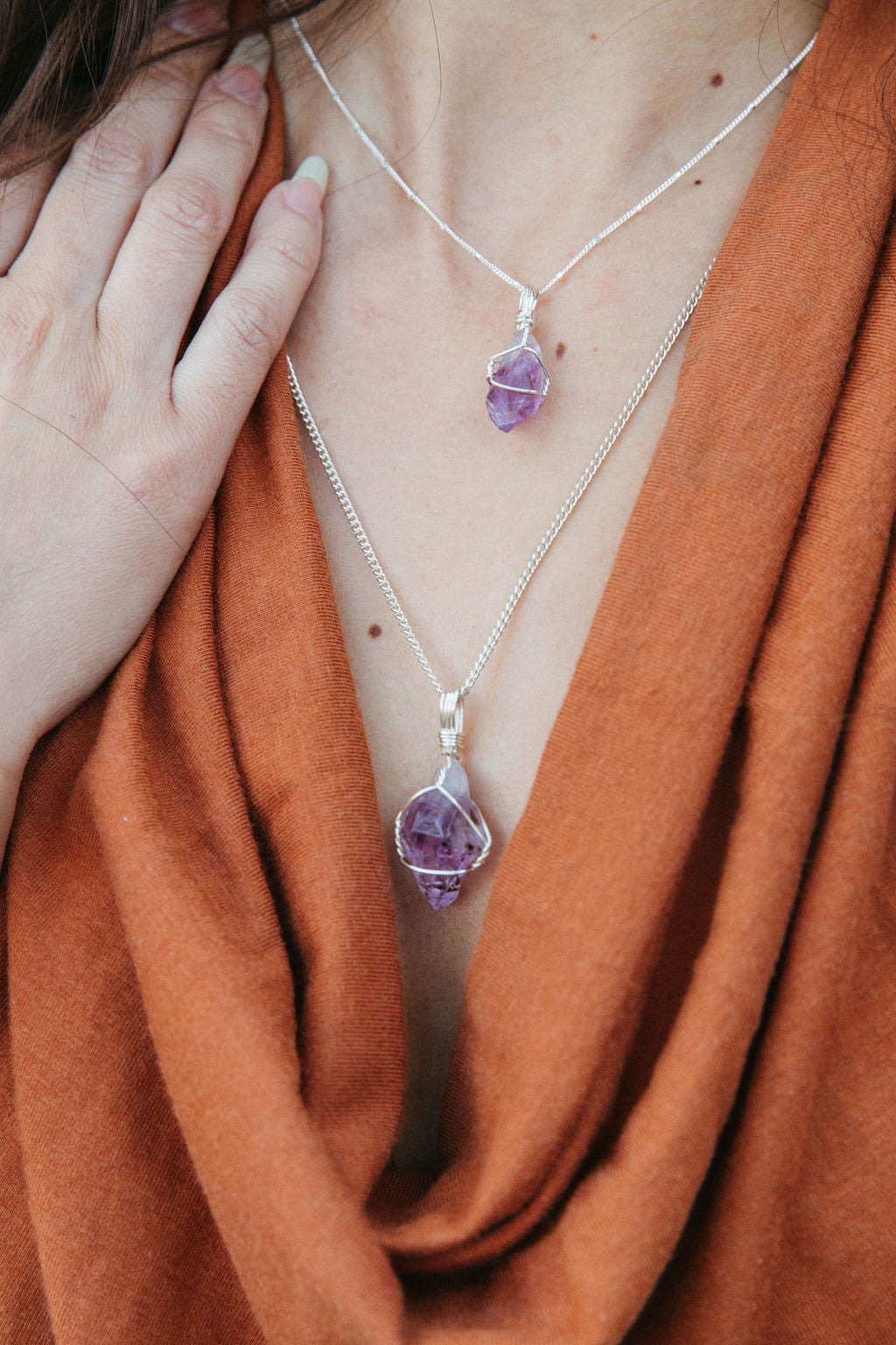 Amethyst Point Crystal Necklace Mini