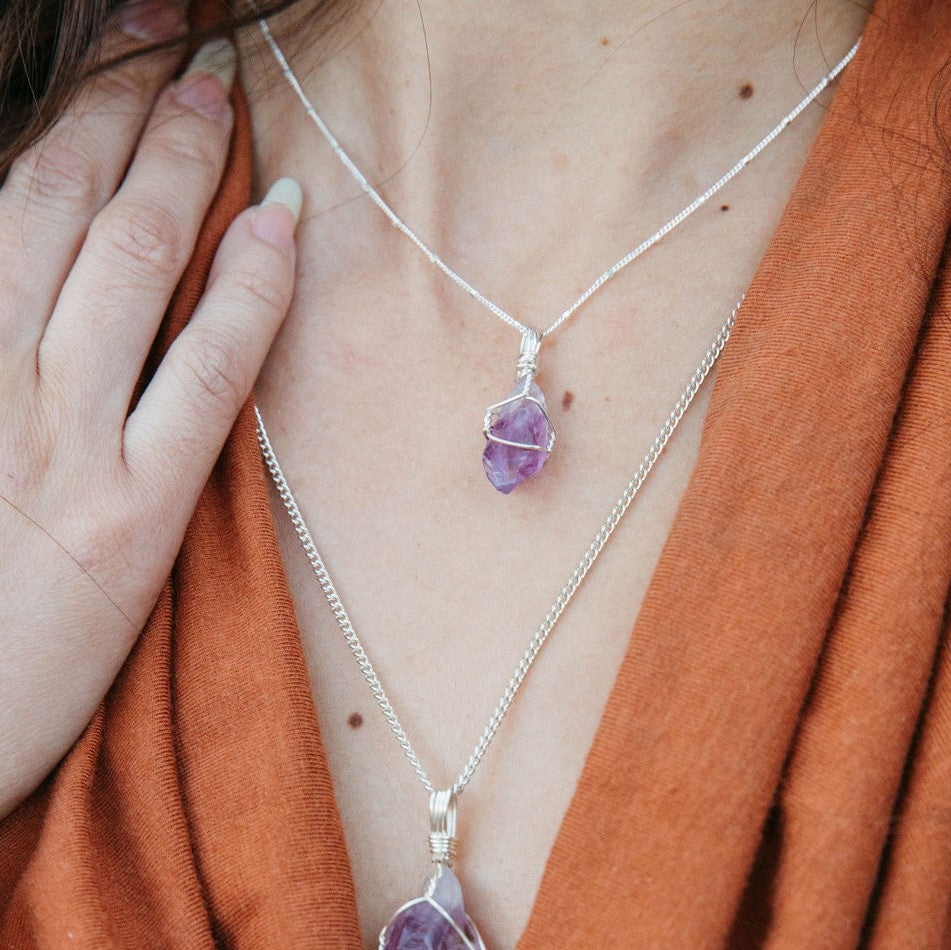 Amethyst Point Crystal Necklace Mini