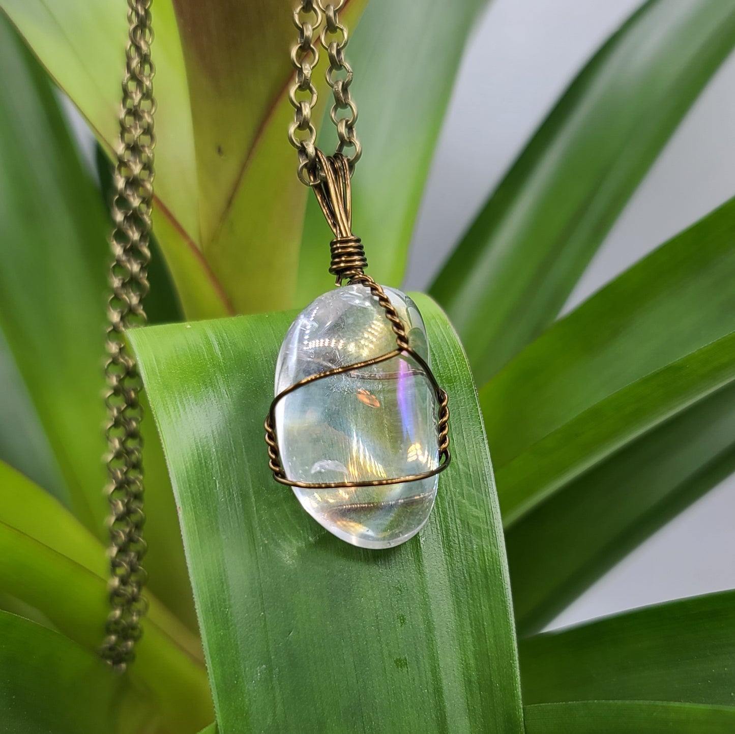 Aura Quartz Crystal Necklace Pendant