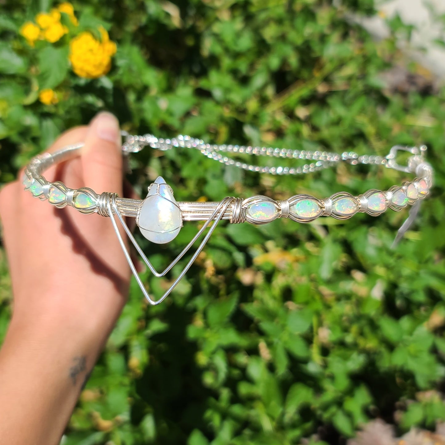 Angelic Realms : Opal & Moonstone Sterling Silver Crown Custom Made to Order