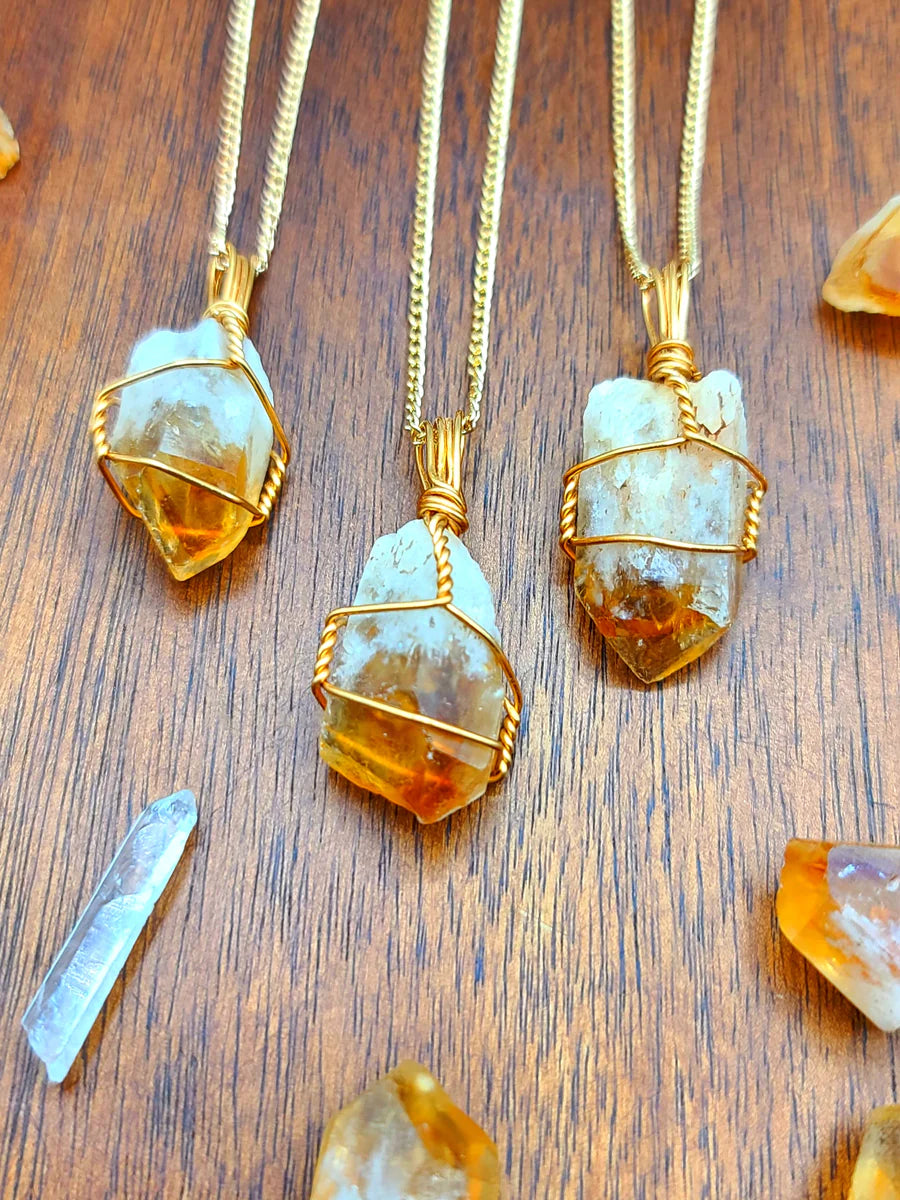 Citrine - Hexagonal Crystal Pointed Necklace – Aroma Luxe