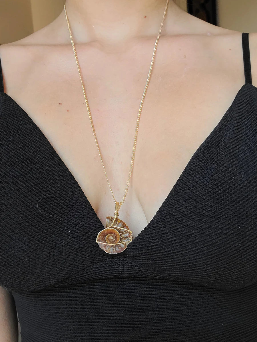 Ammonite Crystal Necklace Pendant