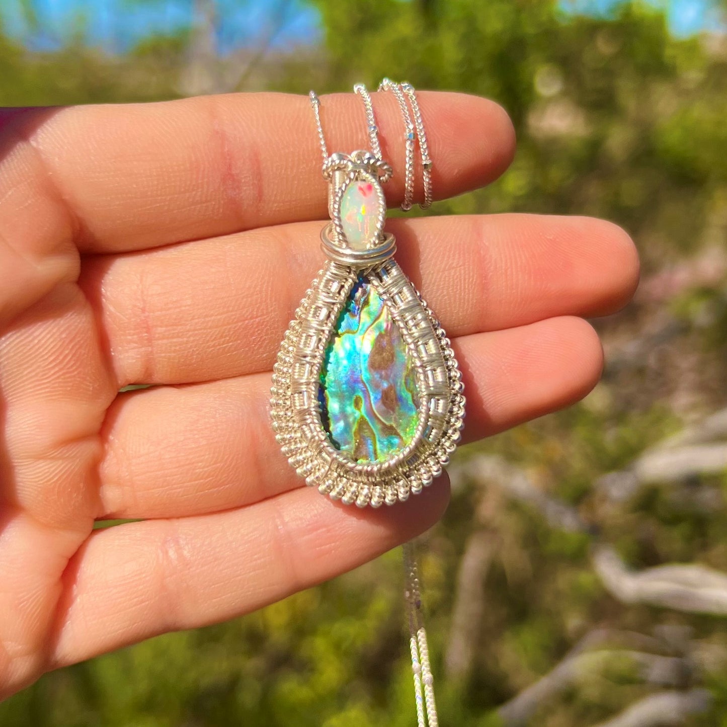 Abalone & Opal Pendant ~ Sterling Silver