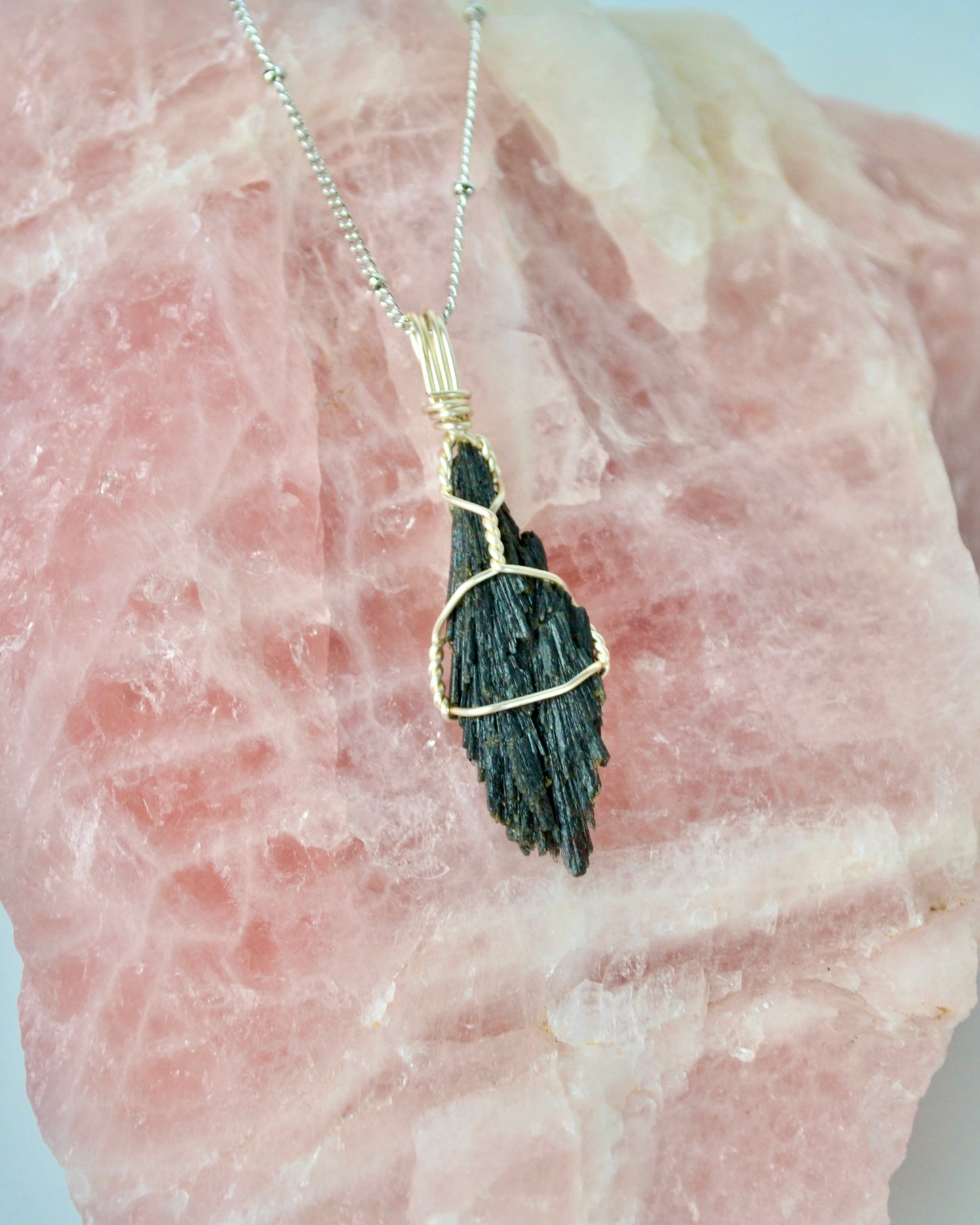 Black Kyanite Crystal Necklace Mini