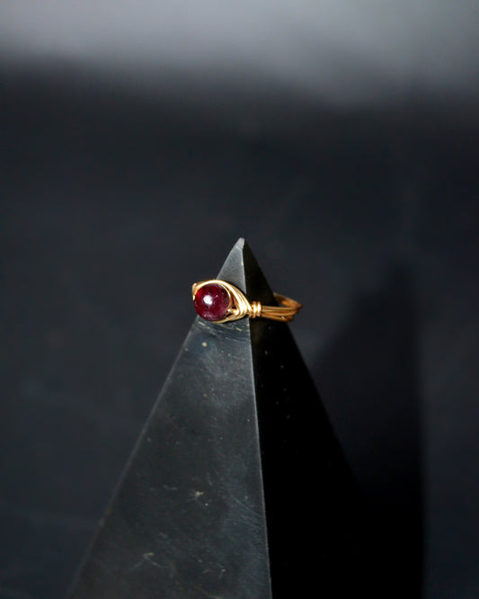 Garnet Crystal Ring Gold
