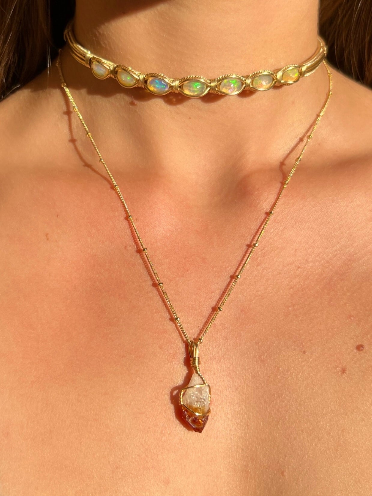 Citrine Point Crystal Necklace Mini