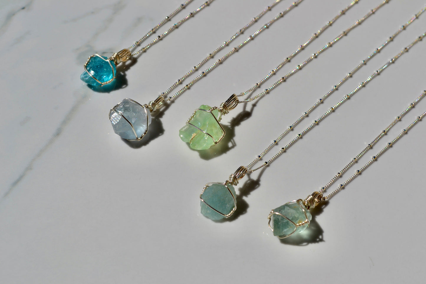 Green Calcite Crystal Necklace Mini