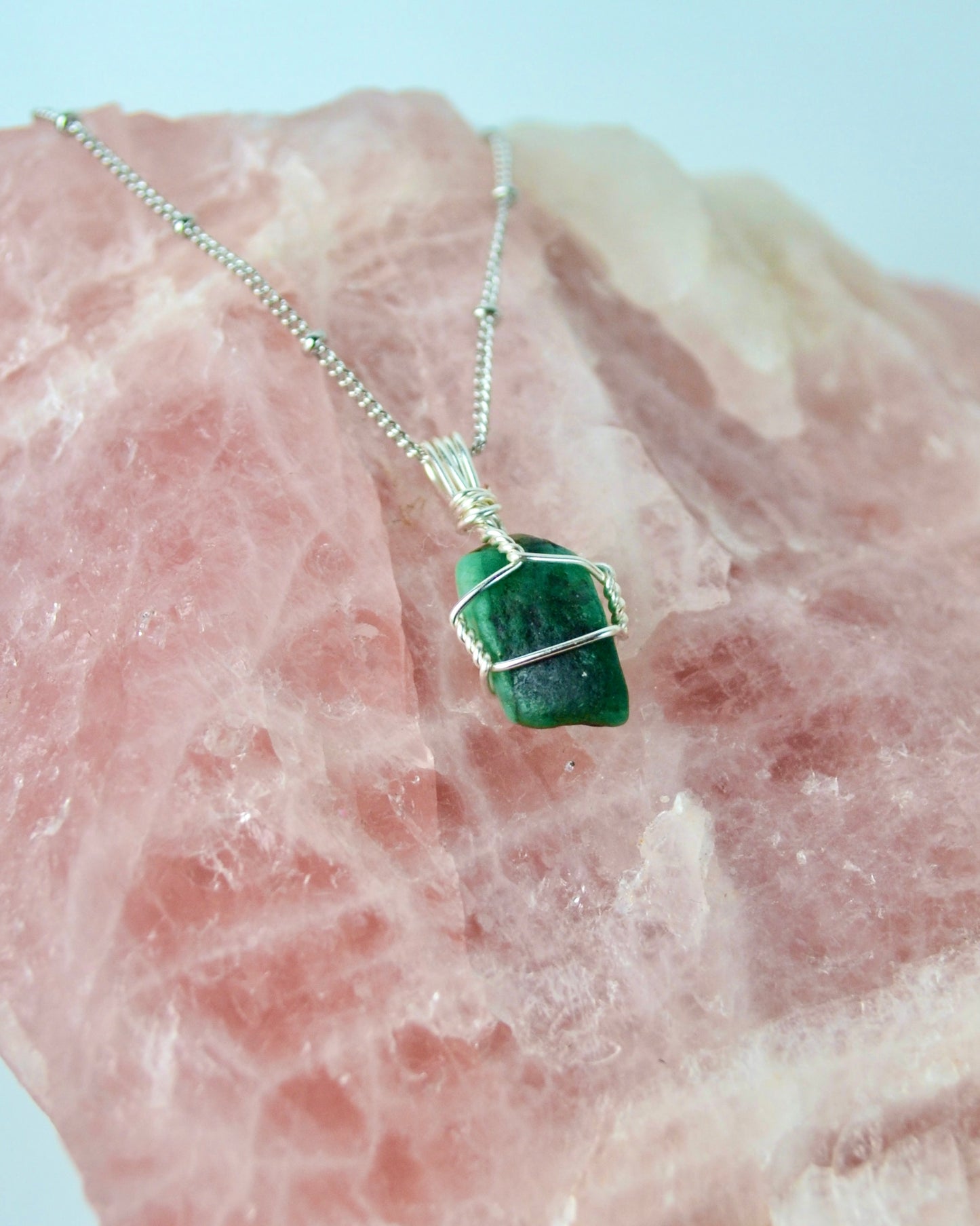 Raw Emerald Crystal Necklace Mini