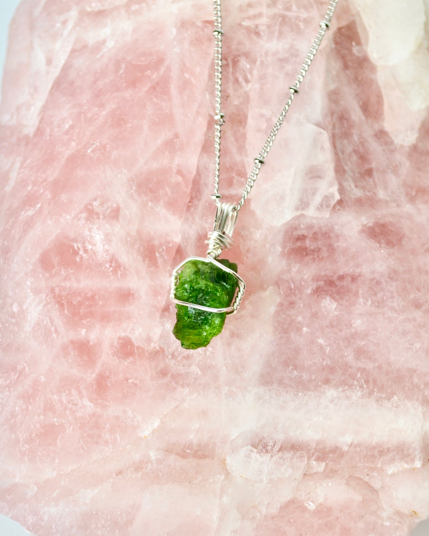 Chrome Diopside Mini Crystal Necklace