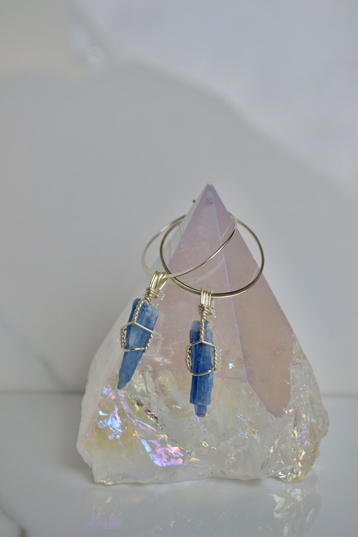Blue Kyanite Hoop Earrings