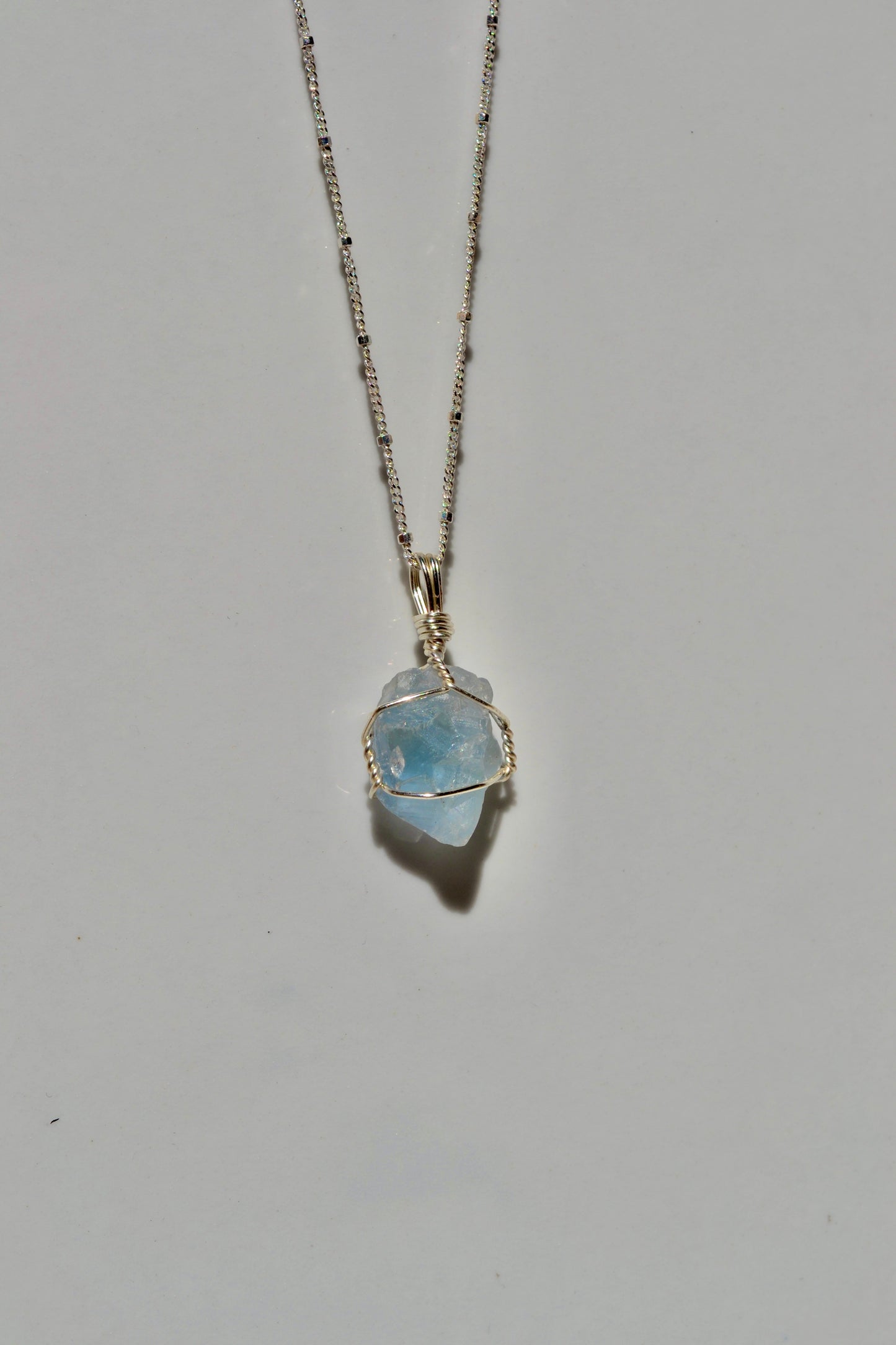 Blue Calcite Crystal Necklace Mini