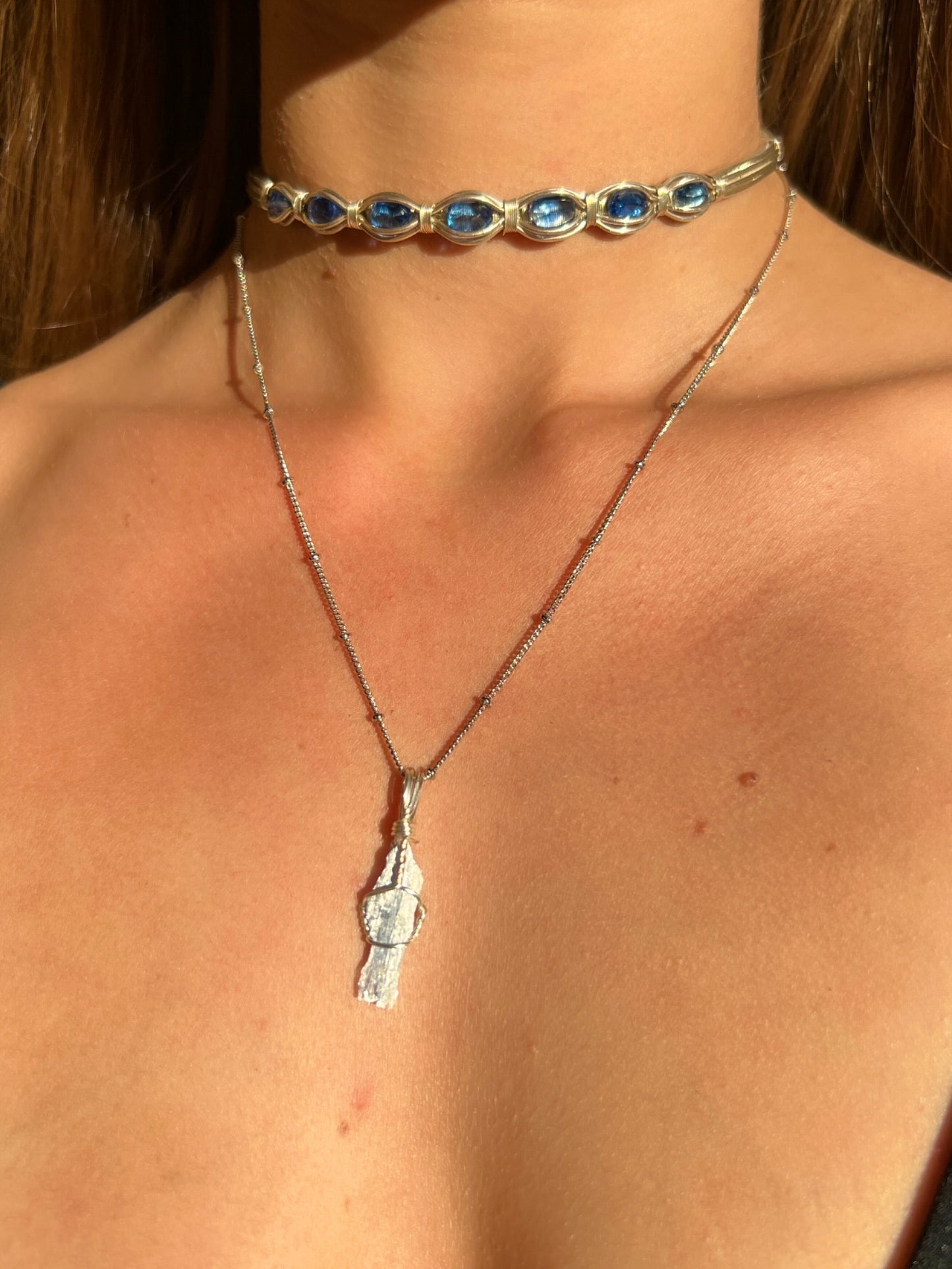 Blue Kyanite Crystal Necklace Mini