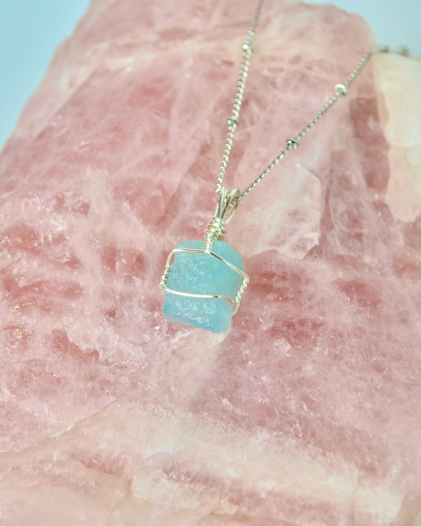 Aquamarine Crystal Necklace Mini