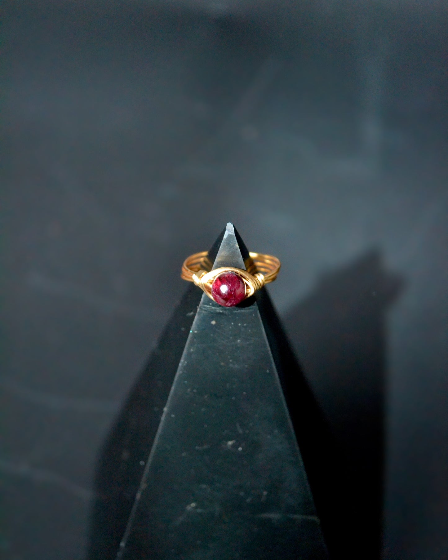 Garnet Crystal Ring Gold