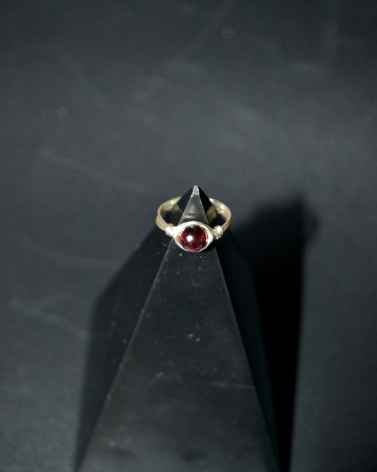 Garnet Crystal Ring Silver
