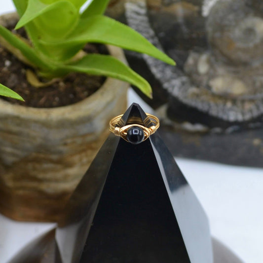 Black Onyx Crystal Ring